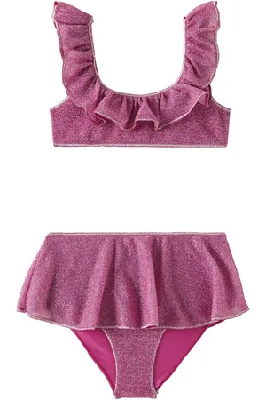 Oseree OsÃ©ree Kids LumiÃ¨re ruffled lamÃ© bikini