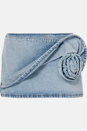 MAGDA BUTRYM Floral-appliquÃ© denim miniskirt
