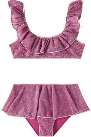 Oseree OsÃ©ree Kids LumiÃ¨re ruffled lamÃ© bikini