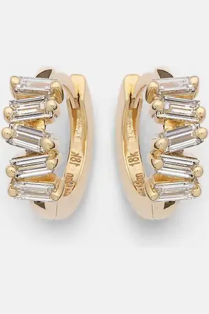 Suzanne Kalan Bold 18kt huggies with diamonds