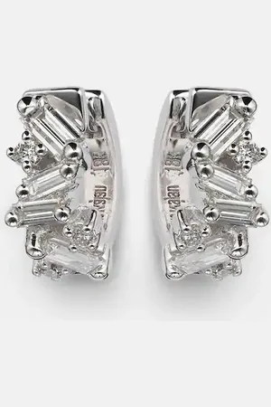 Suzanne Kalan Frenzy 18kt white gold huggies with diamonds