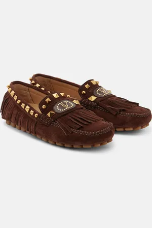 VALENTINO GARAVANI VLogo fringed suede driving shoes