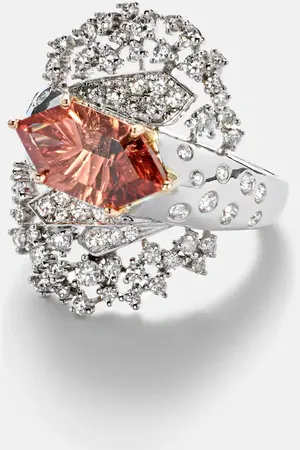 Ananya 18kt white gold ring with diamonds and tourmaline