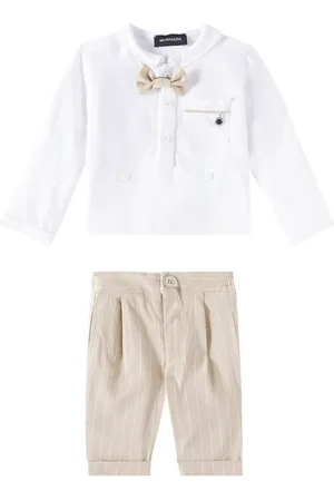 MONNALISA Baby cotton and linen top and pants set