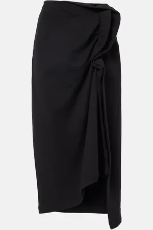 DRIES VAN NOTEN Draped asymmetric jersey midi skirt