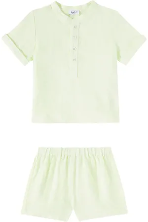 Il gufo Baby linen shirt and shorts set