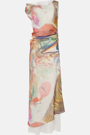 JACQUES WEI Printed satin maxi dress
