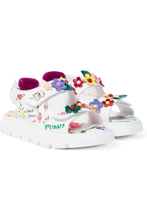 Dolce & Gabbana Floral-appliquÃ© printed leather sandals