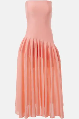 Alaïa AlaÃ¯a Pleated strapless maxi dress