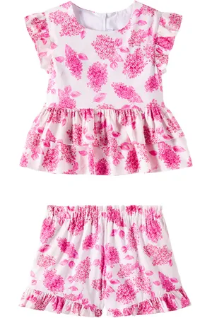 Tartine Et Chocolat Floral ruffled cotton top and shorts set