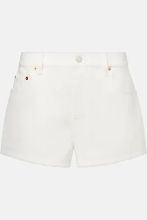 Gucci Leather-trimmed denim shorts