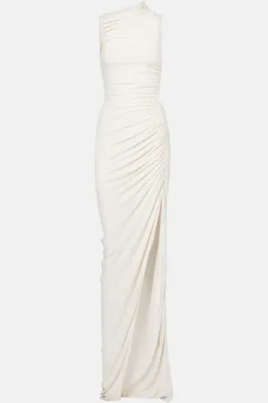 Rick Owens Ruched asymmetric crÃªpe jersey gown