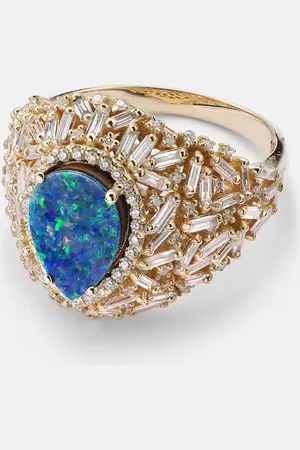 Suzanne Kalan Dome 18kt ring with opal and diamonds