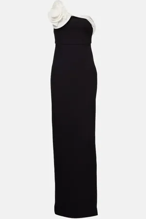 Roland Mouret Floral-appliquÃ© draped crÃªpe gown