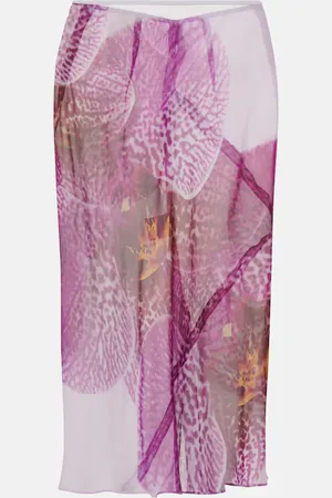 DRIES VAN NOTEN Printed silk midi skirt