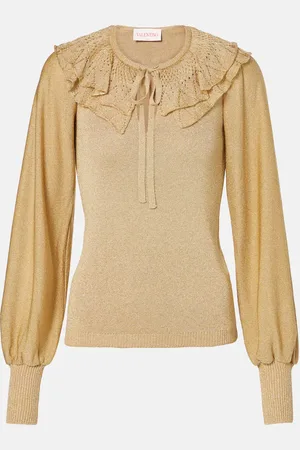 VALENTINO Ruffled lamÃ© sweater