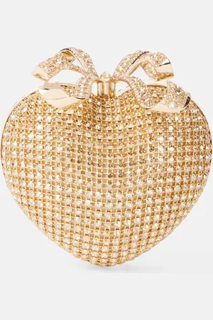 Self-Portrait Crystal Heart embellished clutch