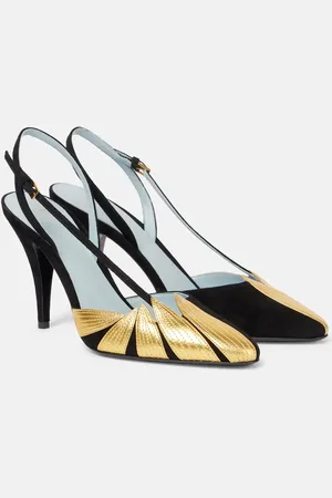 VALENTINO GARAVANI Foliefoliage 90 suede slingback pumps