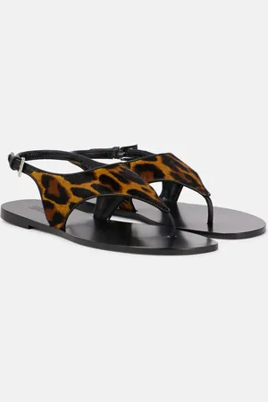 PARIS TEXAS Amalfi leopard-print calf hair thong sandals