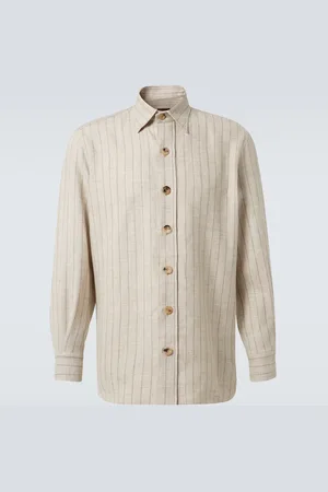 Rubinacci Pinstripe linen and wool overshirt