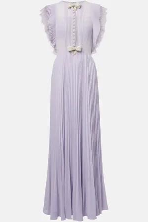 Self-Portrait Embellished bow-detail chiffon maxi dress