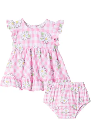 MONNALISA Baby cotton poplin dress and bloomers set