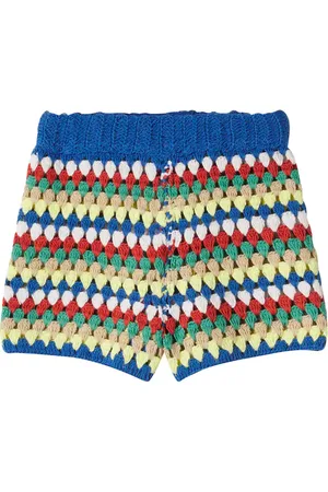 The New Society Serifos striped crochet cotton shorts
