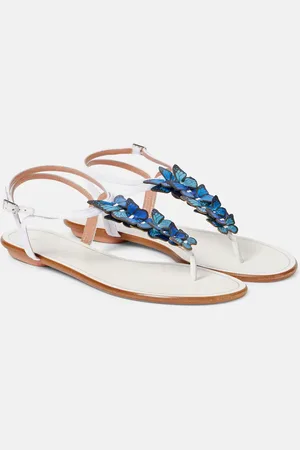 Aquazzura Papillon leather-trimmed canvas sandals