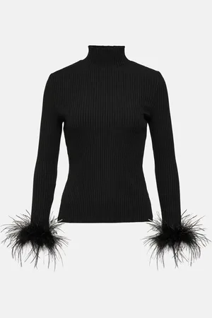 VERONICA BEARD Pierre feather-trimmed cotton-blend top