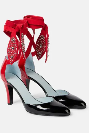 VALENTINO GARAVANI Foliefoliage 85 suede and leather pumps