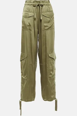 Ganni High-rise satin cargo pants