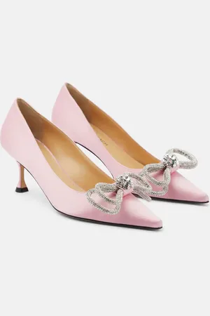 Mach & Mach Double Bow embellished satin pumps