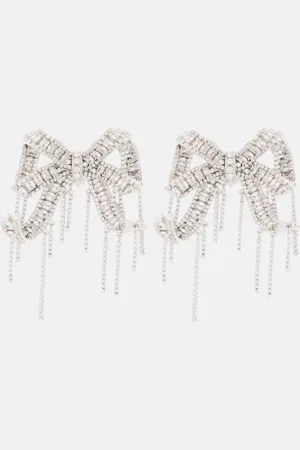 Self-Portrait Crystal-embellished -plated clip-on earrings