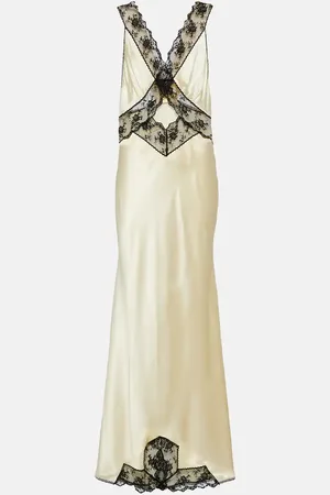 SIR Lace-trimmed silk slip dress