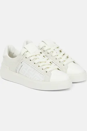 Balmain B-Court leather and suede sneakers