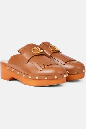 VALENTINO GARAVANI VLogo fringed leather clogs