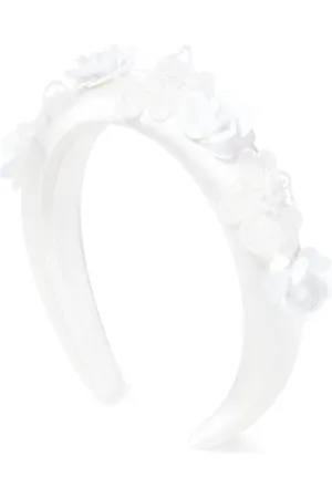 Self-Portrait Floral-appliquÃ© silk headband