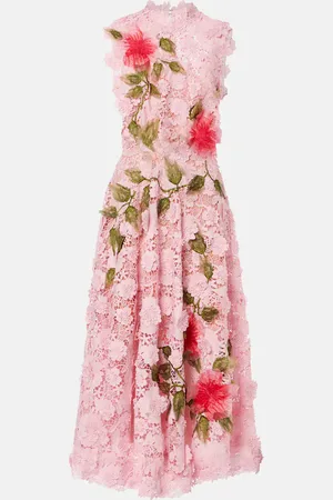 Oscar de la Renta Embroidered guipure lace maxi dress