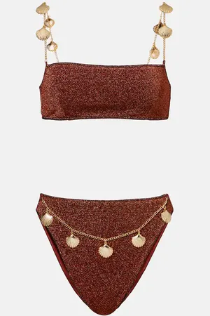 Oseree OsÃ©ree LumiÃ¨re Shells embellished bikini