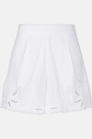 Juliet Dunn Embroidered cotton poplin shorts