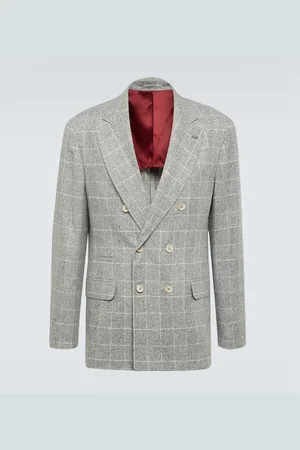 Brunello Cucinelli Prince of Wales checked silk-blend blazer