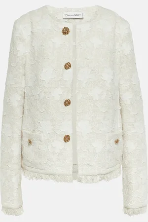 Oscar de la Renta Gardenia embroidered tweed jacket