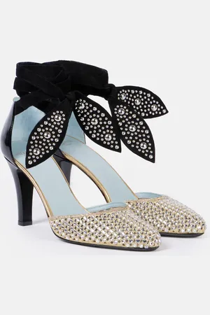 VALENTINO GARAVANI Foliefoliage 85 suede and leather pumps