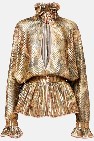 VALENTINO Pekin ruffled silk-blend top