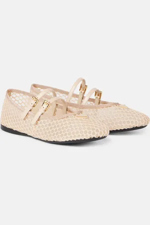 Prada MacramÃ© mesh Mary Jane flats
