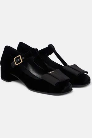 Prada Bow-detail velvet Mary Jane flats
