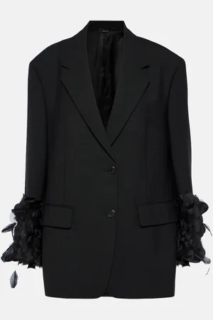 Prada Feather-trimmed wool blazer