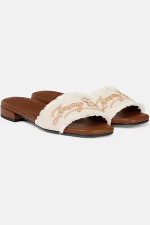 Jimmy Choo Joa embroidered canvas slides