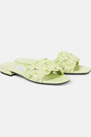 Jimmy Choo Chara raffia and leather slides