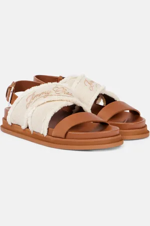 Jimmy Choo Joa embroidered canvas and leather sandals